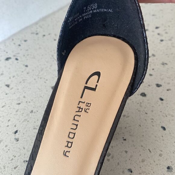 CL by Laundry Women's Black Block Heel Snake Print Open Toe Sandals Size 7.5 EUC - Picture 6 of 10